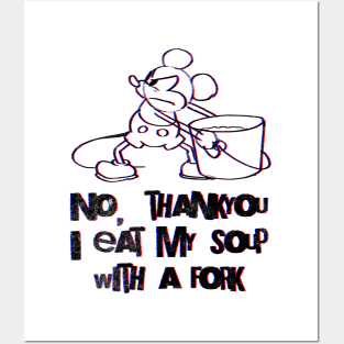 Steamboat Willie Eats Soup With a Fork Posters and Art